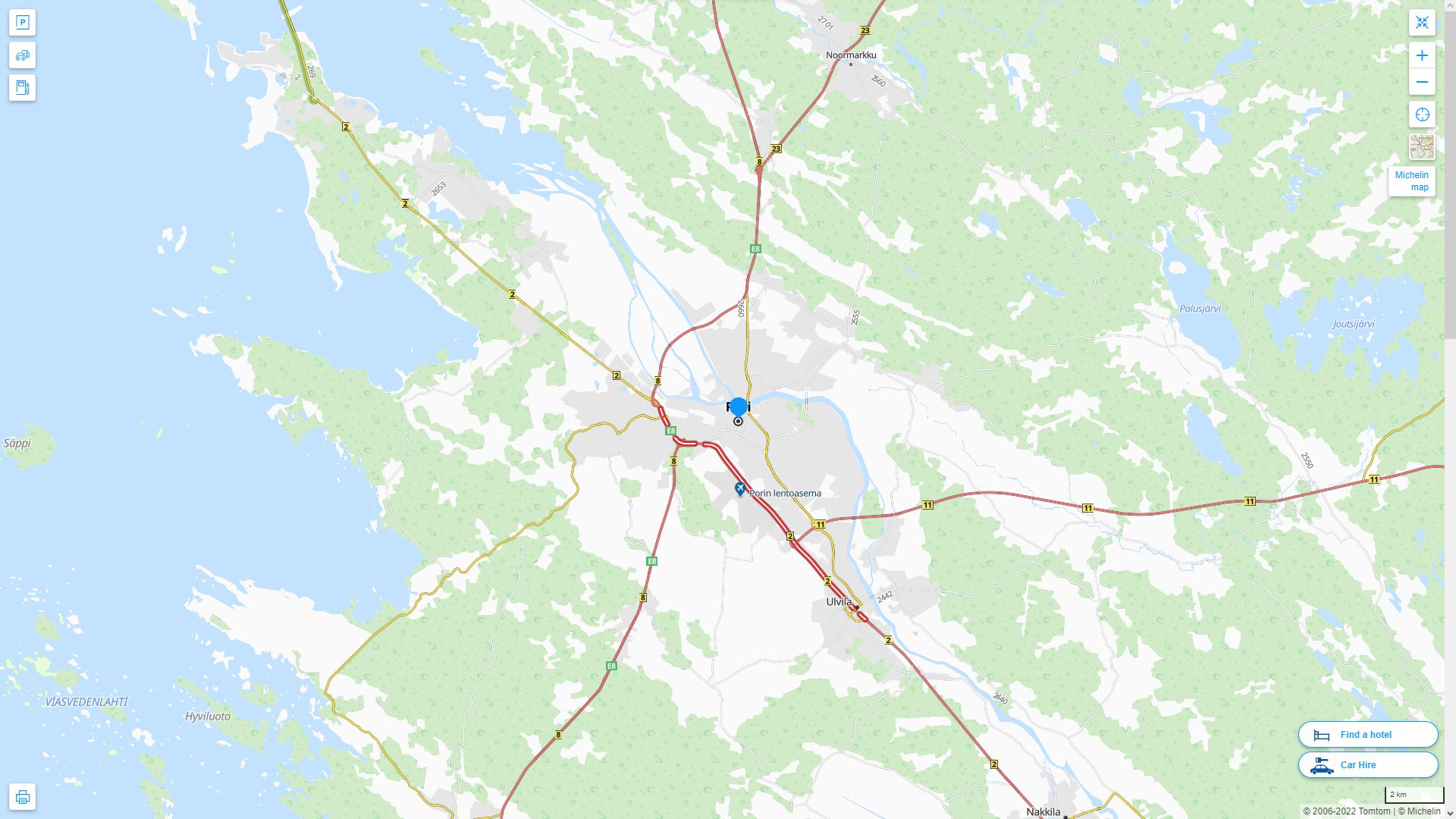 Pori Finlande Autoroute et carte routiere